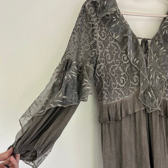 POL short Dress with Ethereal Sleeves Cottagecore whimsy fairy whimsigoth M - Picture 3 of 12